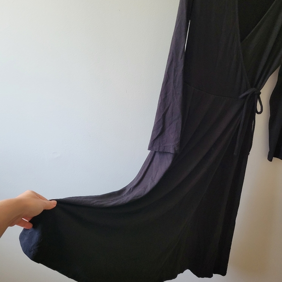 Black Jersey Midi Wrap Dress - Picture 3 of 4